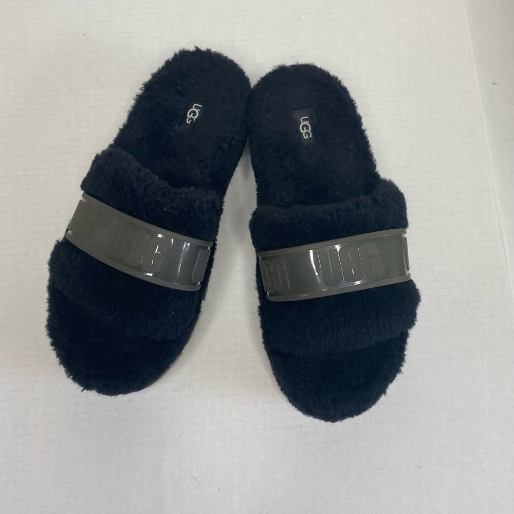 Ugg Fluffita Sherpa Fuzzy Slide Sandals Black Siz… - image 3